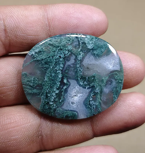Piedra Preciosa de Ágata Musgosa Natural de Alta Calidad, Corte Ovalado, Pulida, Verde, de 10mm-50mm, Piedra Suelta para Joyería, Meditación y Decoración - Product Image 1
