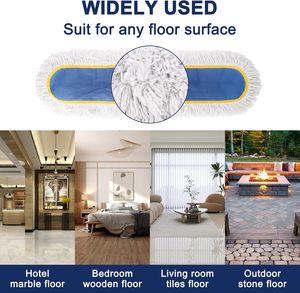 A&S Durable 5x40 White Dust <b>Mop</b> with Synthetic Cotton Fibers Cut-End Design Aluminum Pole Self-Wringing for Multi-Floor Cleaning - Product Image 6