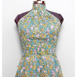 Nouvelle Robe Longue de Luxe Fendue et Dos Nu en Coton Imprimé à Col Halter, Idéale pour Soirées Formelles, Respirante et Décontractée Printemps-Automne - Product Image 3