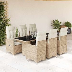 Conjunto de Bistro para Patio de 7 Piezas en Poliratán Beige con Cojines, Conjuntos de Jardín - Product Image 1