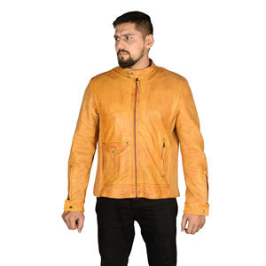 Veste en cuir véritable pour homme, style motard vieilli, marron, coupe ajustée, manteau de moto vintage pour homme, vêtement d'extérieur en cuir - Product Image 4
