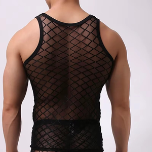 Débardeur en maille 100 % coton respirant et écologique pour homme, sexy, transparent, pour la nuit, décontracté, grande taille, sous-vêtement lavé, toutes tailles - Product Image 6