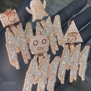 จี้เงินแท้ 925 ประดับเพชรโมอิสซาไนต์ VVS สองสี สั่งทำตัวอักษรได้ ดีไซน์ฮิปฮอป สำหรับแร็ปเปอร์ เครื่องประดับหรูหรา รับรองคุณภาพ - Product Image 2