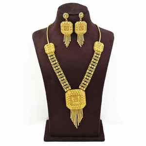 En gros, Parure de bijoux longue turque en laiton plaqué or 14K 18K 24K, design traditionnel, bijoux de mariée en or rempli, Oro Joyeria - Product Image 1