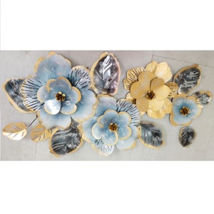 Flowers and <b>Leaves</b> Horizontal Luxury Iron Metal Modern <b>Wall</b> Art for Home <b>Decoration</b> and Wedding - Product Image 1