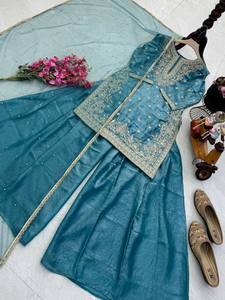 Designer Fandy Silk Suit Set with <b>Sequin</b> Embroidery & Moti Work Dupatta for Women - Product Image 5