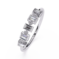 Bague en or 14 carats avec diamant de laboratoire taille baguette, alliance minimaliste empilable pour femme