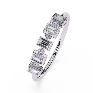 14K Gold Baguette Cut Lab Grown Diamond <b>Ring</b> Minimalist Stackable Wedding Band for Women - Product Image 2