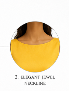 Vestido Midi Amarillo sin Mangas, Estilo Vintage, Plisado, de Algodón, con Cuello Joya, Elegante, para Fiestas de Verano/Invierno, para Mujer - Product Image 4