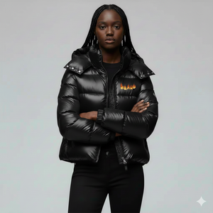 Veste d'hiver matelassée respirante grande taille pour femme, modèle personnalisé, col large, couleur unie, vente en gros - Product Image 2