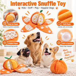 Juguete de Peluche Naranja para Perros, Juguete Interactivo con Dispensador de Premios para Entrenamiento de Olfateo, Alimentación Lenta y Prevención del Aburrimiento - Product Image 4