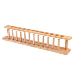Soporte de madera profesional para laboratorio con orificios perforados, pasadores verticales para secado, personalizable OEM, capacidad de 6-12 orificios, 20 cm - Product Image 2