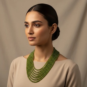 Collar de Peridoto Natural de 43cm Hecho a Mano al por Mayor, Joyería de Piedras Preciosas en Oro Rosa con Perla para Bodas, de la India - Product Image 2