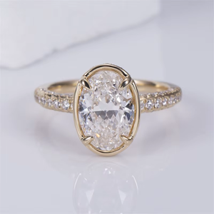 Anillo de Compromiso con Diamante de Corte Ovalado, Estilo Clásico para Mujer, Banda de Platino - Product Image 5