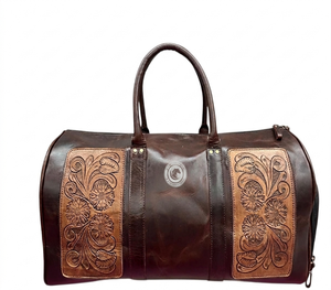 Bolsa de lona de algodón a rayas con correa de cuero, para viaje, gimnasio, deportes, fin de semana, equipaje de mano, con cremallera. - Product Image 3