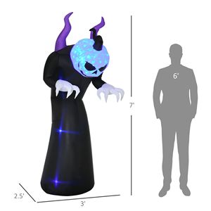Decorazioni Gonfiabili LED di Halloween da 2,1 m: Zucca, Grimace e Fantasma per Esterni, Decorazioni per Prato e Giardino - Product Image 3