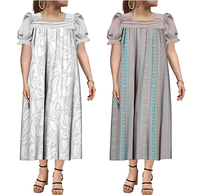 Robe longue Mumu polynésienne, style micronésien, sans bretelles, à manches volantées, décontractée, d'été, en laine, taille naturelle, imprimé floral, grande taille
