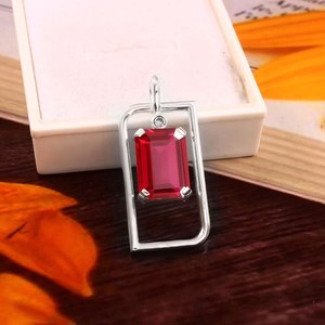 Colgante de Rubí Rojo en Plata de Ley 925, Amuleto Radiante Chapado en Oro de 14K, Joyería Hecha a Mano para Regalo de Compromiso - Product Image 2