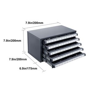 Cassettiera in Acciaio a Cinque Cassetti # 1 # Organizzatore per 60 Punte da Trapano, Pratico Armadietto a Cinque Cassetti - Product Image 5