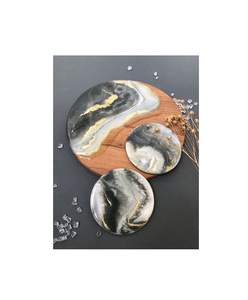 Handmade Resin Wood Coaster <b>Set</b> With Modern Artistic Design For Home Decor Coffee Table Dining Table And Office <b>Desk</b> Use - Product Image 1