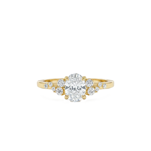 Wholesale Oval Lab Grown Diamond 14K Solid Gold Moissanite Diamond Engagement Ring Side Stone Vintage Cluster Dainty <b>Bridal</b> Ring - Product Image 1