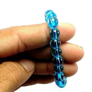 Bracelet rond en obsidienne aqua marine Feng Shui fait main pour hommes et femmes, perles rondes de 8 à 10 mm, bijoux de mode énergétiques - Product Image 2