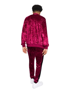 Trajes de terciopelo con cremallera para hombre, cierre frontal de 2 piezas con Velour, trajes de chándal a rayas laterales ajustados, novedad de 2021 - Product Image 3
