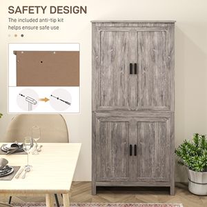 Armadio 4 porte 64 \ "cucina Freestanding dispensa in rovere grigio con 3 ripiani regolabili per una efficiente organizzazione della cucina - Product Image 6