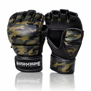 ถุงมืออุตสาหกรรม HANDSCHUHE คุณภาพสูง ถุงมือ MMA แบบครึ่งนิ้ว หนังแท้ ระบายอากาศ กันลม ปรับได้ด้วยแถบตีนตุ๊กแก สำหรับชกมวย - Product Image 1