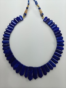 Premium Natural Lapis Lazuli <b>Choker</b> Necklace With Graduated Rectangular Gemstone Fancy Cut Collarette Style Jewelry <b>For</b> <b>Women</b> - Product Image 1