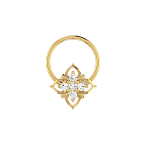 AJRETAIL 0.03 Carat Brillant Couleur HI Or 14K Fleur Ethnique Diamant Clou de Nez Pureté VS-SI Bijou de Piercing Fin - Product Image 1