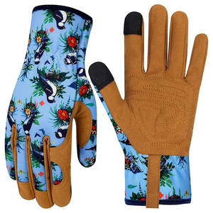 Guantes de jardinería florales para exteriores OEM ODM para mujer, guantes de jardinería con estampado de flores y dedos completos, con puño de muñeca con tirador. - Product Image 1