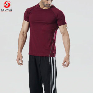 High Quality Men Gym <b>Shirt</b> <b>Polyester</b> Spandex Workout T <b>Shirt</b> Breathable Sportswear Bulk OEM Services - Product Image 4
