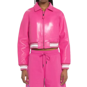 Veste bomber tendance pour femme en cuir PU imperméable, style vintage - Product Image 1
