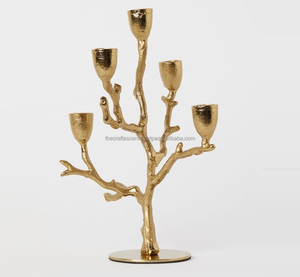 Portavelas de latón de huracán de 7 brazos personalizado al por mayor, portavelas de Metal dorado hecho a mano religioso para decoración del hogar y el jardín - Product Image 6