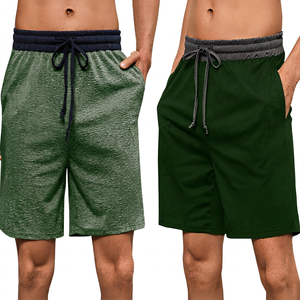 Shorts Bermuda pour hommes, couleur unie, séchage rapide, avec cordon de serrage, poches, vêtements de sport décontractés, options gris et noir - Product Image 6