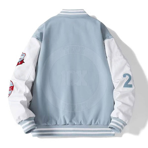 Streetwear Winter <b>Jacket</b> with Chenille Embroidery Rib Knit Collar Cuffs Soft Inner Lining Letterman <b>Jacket</b> - Product Image 2