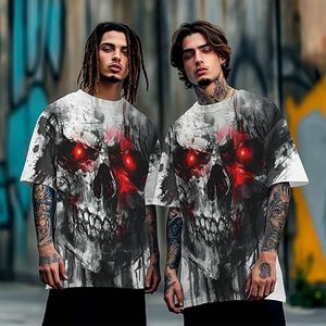 Men's <b>Gothic</b> Skull Pattern Short Sleeve O-Neck T-<b>Shirt</b> Oversized Fit Breathable 100% Cotton Woven Printed Design Eco-Friendly - Product Image 5
