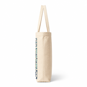 Cotton Canvas Boho <b>Tote</b> <b>Bag</b> with Rope Handle Durable Floral Tile Print Reusable Shopping Carryall for <b>Beach</b> Grocery & Daily Use - Product Image 5