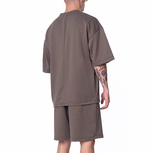 Ensemble décontracté 2 pièces en coton 100% de haute qualité, t-shirt et short surdimensionnés avec logo personnalisé imprimé pour hommes - Product Image 6