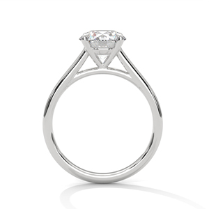 Anillo de compromiso y boda con diamante solitario de corte redondo cultivado en laboratorio, banda de oro blanco de 14K, certificado GRA, joyería lista para fiesta para mujeres. - Product Image 3