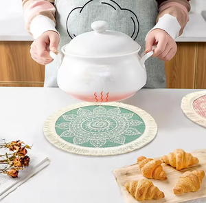 แผ่นรองแก้วใยปอกระเจาธรรมชาติคุณภาพสูง ขนาดสั่งทำได้ เป็นมิตรกับสิ่งแวดล้อม อุปกรณ์ตกแต่งโต๊ะอาหาร ขายส่ง - Product Image 6