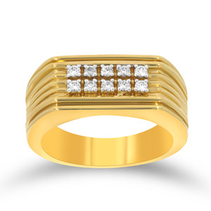 Bague pour homme Myriad Diamond, luxe, or jaune 18 carats, grappe de diamants ronds, 10 pierres, large bande de diamants - Product Image 1