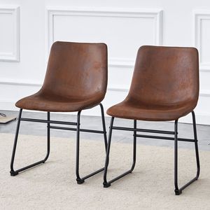 Chaise industrielle rétro en daim marron avec siège confortable pour les réglages de style vintage - Product Image 3