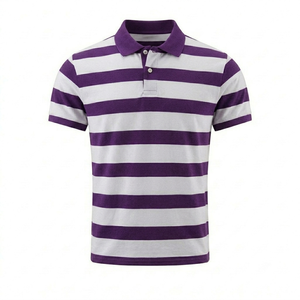 Chemise Homme Personnalisée en Toile Tricotée Style Rugby Vintage Violet et Blanc Uni à Manches Courtes Respirante et Séchage Rapide du Fabricant - Product Image 1