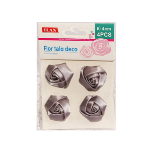 Fleur en tissu ILAN 4 cm grise, artisanat décoratif, 4 pièces - Product Image 1