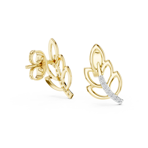 Juego de Anillos con Diamantes Cultivados en Laboratorio ETHEREAL LEAF ARC, Engastados en Oro Amarillo de 18 Quilates, para Compromiso, Boda, San Valentín, Uso Diario para Mujer - Product Image 4