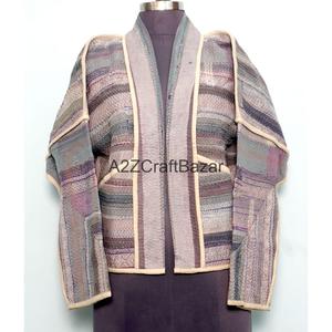 Chaqueta de Otoño Hecha a Mano, Ecológica, 100% Algodón, Transpirable, Reversible, de Secado Rápido, Tejida, Estilo Vintage Kantha, Diseño Abierto - Product Image 2