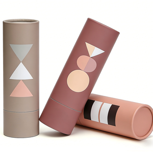 Tubo di Carta Cilindrico Minimalista Geometrico, Design a Blocchi di Colore Pastello, Tubo di Carta Cilindrico Personalizzabile per Imballaggio - Product Image 3