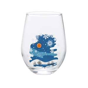 Vaso de Vidrio que Cambia de Color con Diseño de Escena Invernal de Nieve, Serie Cuatro Estaciones de Japón - Product Image 1